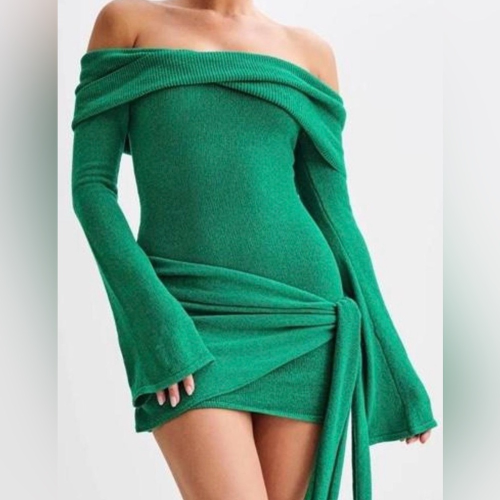 Meshki Camryn Off-Shoulder Tie Knit Dress